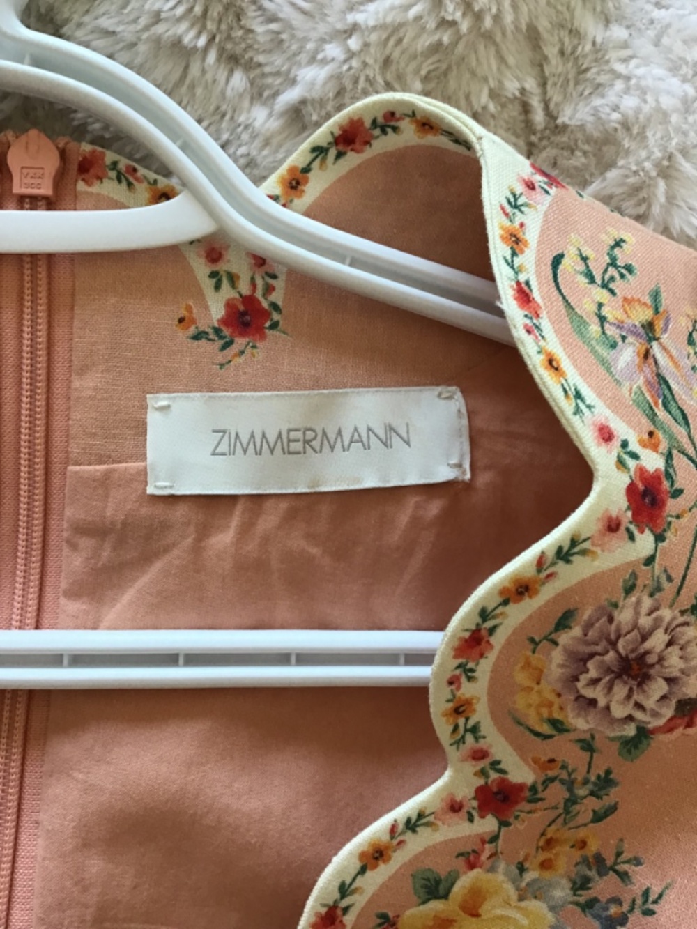 SOLD Zimmermann pink floral zinnia scalloped dress - Picture 5 of 7